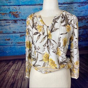 Lucky Brand boho white floral top Small